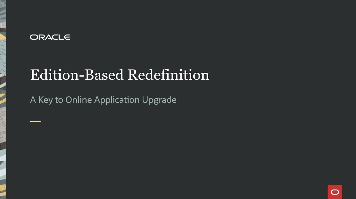 hawkinsg1's tweet image. Ever wondered how Oracle Apps like EBS provide zero downtime upgrade features? The answer is Edition-Based Redefinition (#EBR) which allows multiple "editions" to run in the database simultaneously which are associated with different versions of your app.
oracle.com/a/tech/docs/eb…