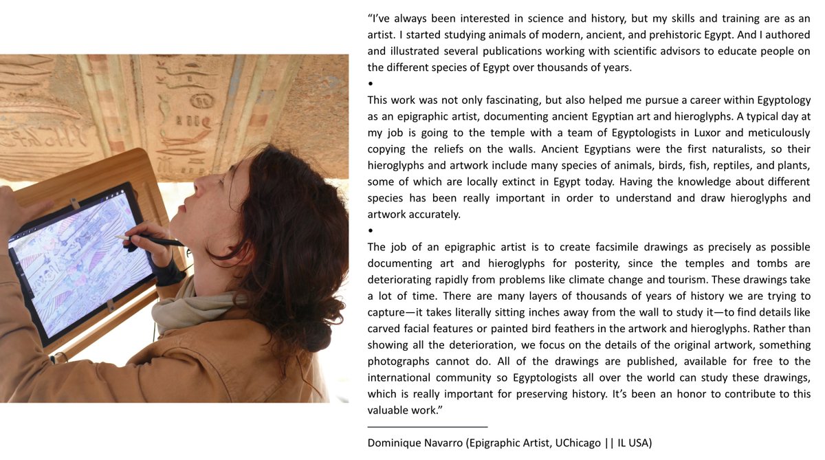_womenofstem's tweet photo. "There are many layers of thousands of years of history we are trying to capture—it takes literally sitting inches away from the wall to study it—to find details like carved facial features or painted bird feathers in the art and hieroglyphs."
•
https://t.co/wA5c4VbLZL | #wostem https://t.co/bwXJt7kdCV