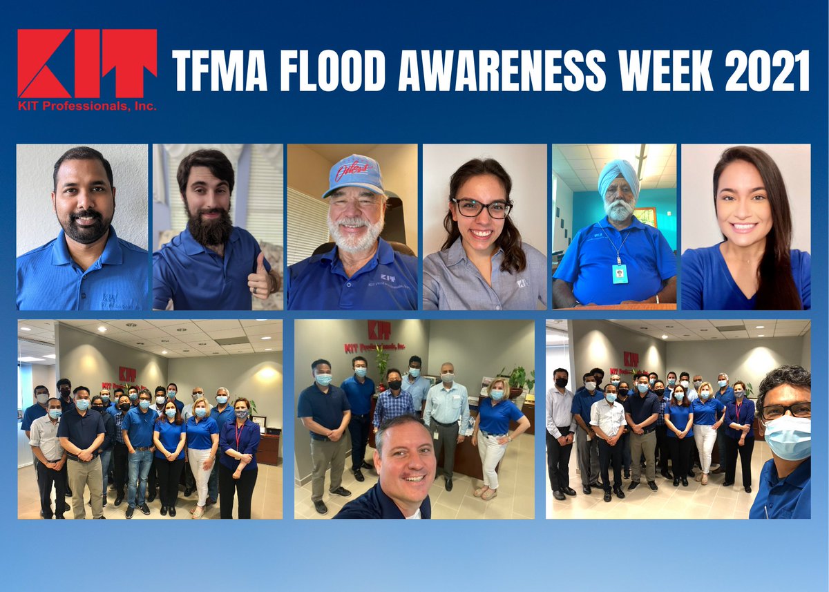 Our team at KIT is proud to be wearing blue on “Wear Blue Wednesday” to support Flood Awareness Week! <a href="/TexasCFM/">TFMA</a>  #floodprep21 #tfma #txflood #txfloodweek