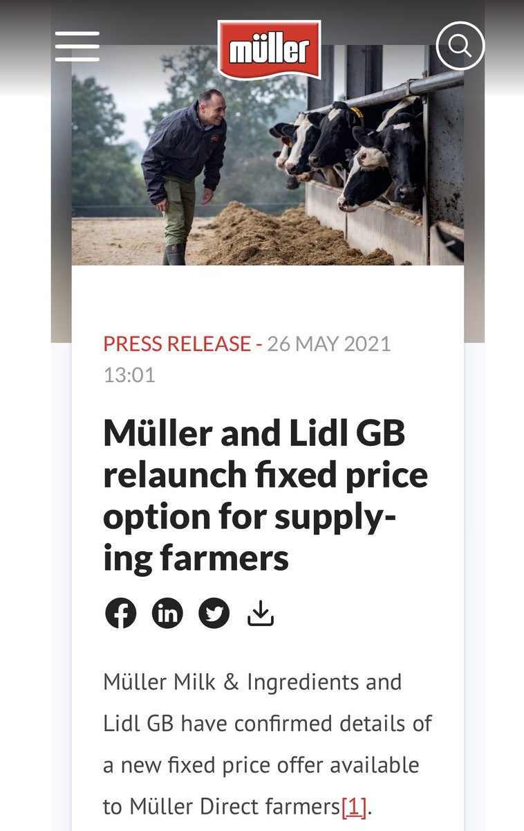 RHolsteins's tweet photo. So @LidlGB and @MullerUKandI offer a fixed milk price to farmers of 29ppl when the average cost of production is 32ppl - to ‘gain long term financial certainty’ i.e. guarantee making a loss. #shameonlidl there is absolutely no reason why they couldn’t offer a fair price. https://t.co/51IUO6L00k