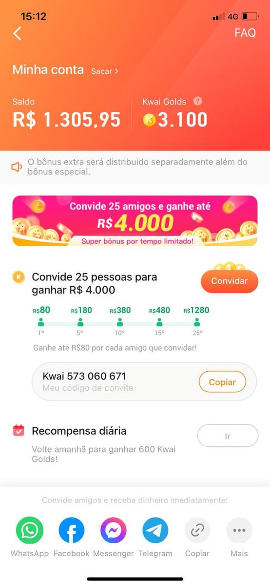 Baixe o Kwai agora!
1. Clique no link, copie o meu código de convite, baixe e instale o Kwai.
2. Vincule meu código de convite para receber dinheiro imediatamente e continue ganhando dinheiro usando-o todos os dias! s.kwai.app/s/AICbd2dP
Vão lá ganhar dinheiro mole mole💸💸🚀🥳
