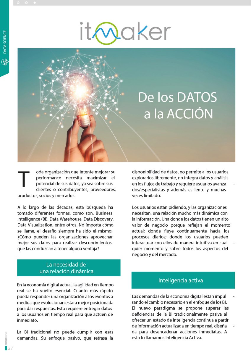ITMakerArg's tweet photo. ¡Les compartimos la última nota de Flavio Fazzano para la revista Neurona BA, que pertenece al mes de Mayo!

En la nota, Flavio nos cuenta sobre la Inteligencia Activa, y como combina datos en reposo con datos en movimiento.

#IT #Inteligenciaartificial #ITMaker #Qlik #Qliksense https://t.co/85kJkmDdeD