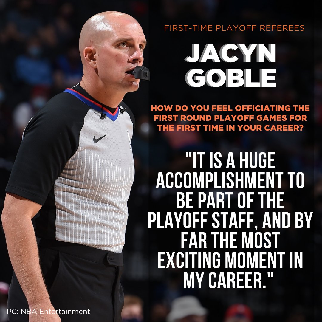 OfficialNBARefs's tweet photo. Congratulations to our first-time 2021 playoff referees, Jacyn Goble and JB DeRosa! It’s such an exciting time to be selected as a playoff official and we want to give these referees a special congrats. #NBRA #NBAPlayoffs https://t.co/bSbK3nQf5g