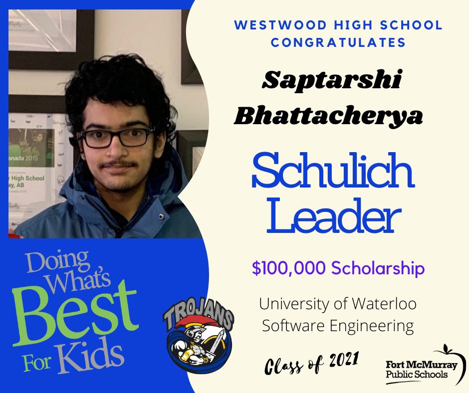 cynthia_shelley's tweet photo. Congrats to Saptarshi for earning this incredible @SchulichLeaders Scholarship for a STEM focused studies. His innovation &amp; creativity will continue to flourish @UWaterloo 👏 #WWFamily @JTurner_RPsych #WWProud #LeadingInSTEM #ComputerScienceOpportunities @WWhighschool @FMPSD https://t.co/MyOjggskuE