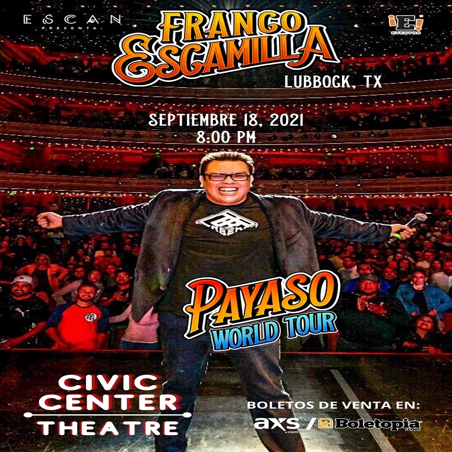SelectaSeat's tweet photo. Franco Escamilla, the world’s largest Spanish speaking comedian, is bringing his Payaso World Tour to the Civic Center Theatre on September 18.  Tickets are on-sale now: https://t.co/Rhap1t1BLt https://t.co/NHaVw1ml51