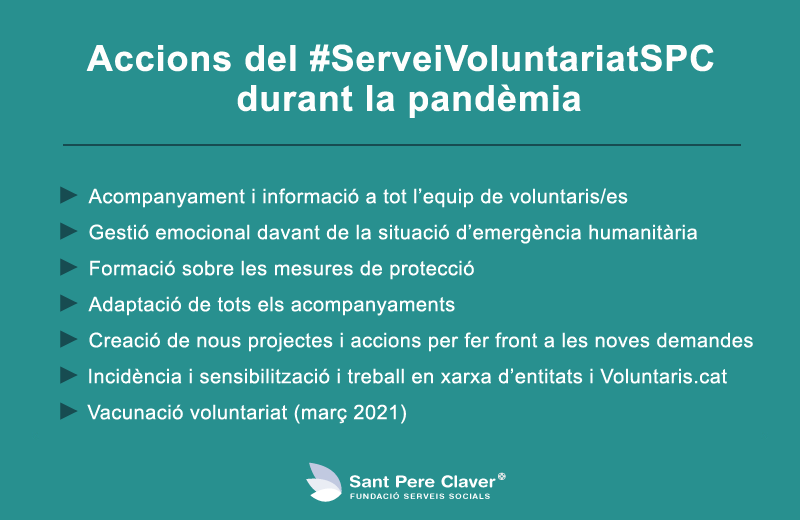 pereclavergrup's tweet photo. 📢#ConversesVirtuals La manca d’informació als inicis de la pandèmia i la frustració de molts voluntaris i voluntàries per no poder seguir col·laborant va obligar al #ServeiVoluntariatSPC a prioritzar les següents accions: https://t.co/1rNRkLHAa7