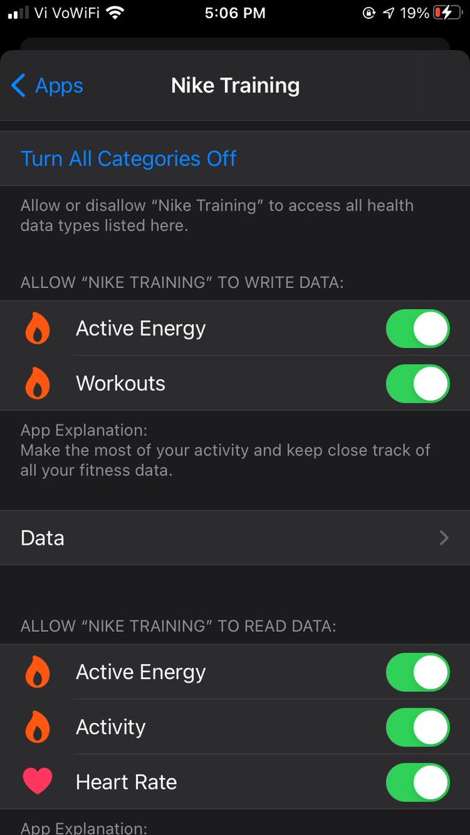advkarans's tweet photo. @NikeService NTC app not syncing workouts with apple health even when all categories are turned on. NRC app is working fine in this aspect on the same device with the same ID and settings. https://t.co/bw24yRUmxu