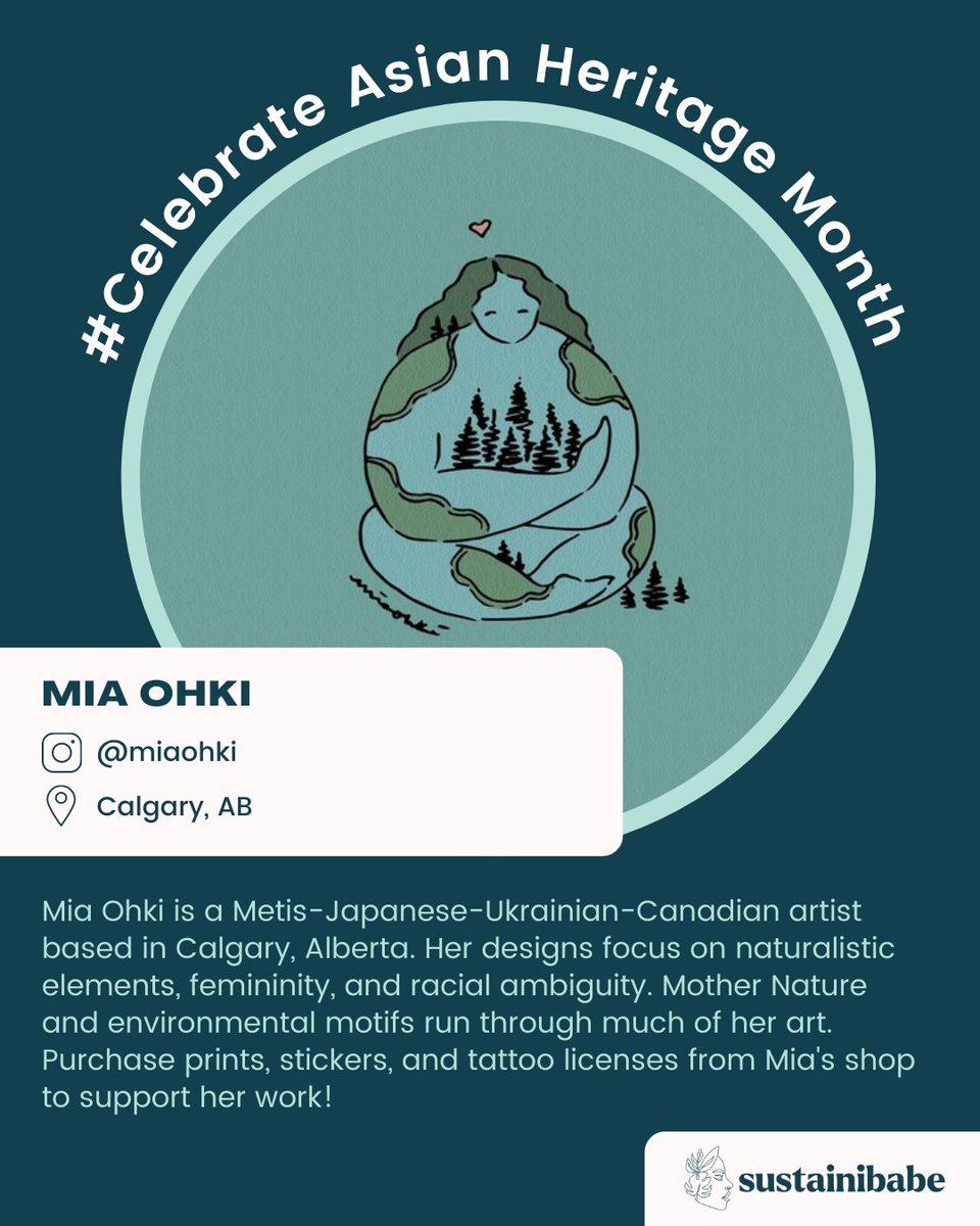 We are on Day 2 of our #AsianHeritageMonth where we are spotlighting Asian-Canadians that should be on your radar!
Today we are featuring @MiaOhki, a Métis-Japanese-Canadian Artist based out of #Alberta. 
You can see her work on her IG, or her website at miaohki.com