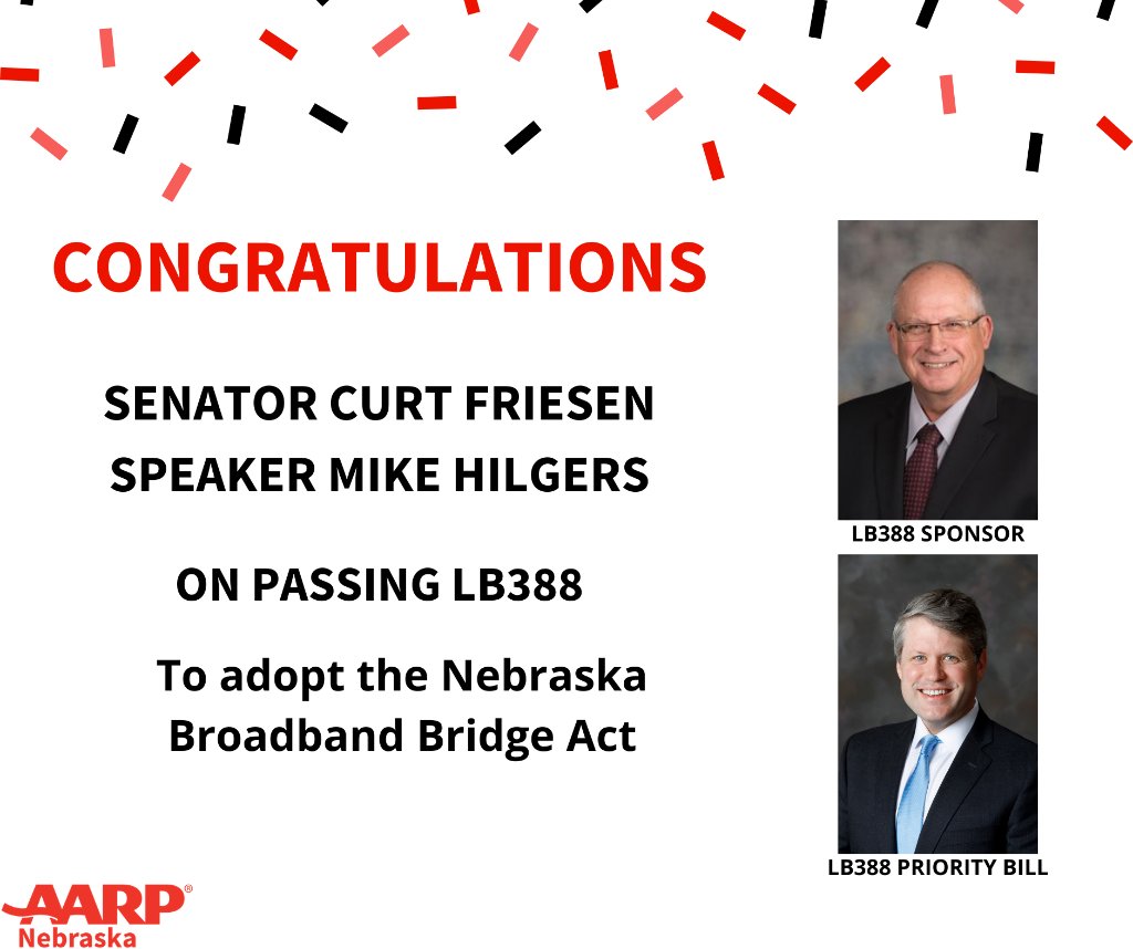 PROGRESS! LB388 will bring high-speed internet to more Nebraskans so they can connect and prosper! Thank you Senators @captaincorn @mikehilgers for sponsoring & passing the bill and @GovRicketts for signing this important measure.