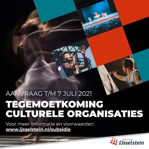 Bent u cultuurmaker en hard getroffen door corona? ‘De stimuleringsregeling Cultuur IJsselstein 2021’ kan u, uw vereniging of stichting financieel helpen om nog dit jaar culturele activiteiten te organiseren. U kunt t/m 7 juli een aanvraag indienen. Info: ijsselstein.nl