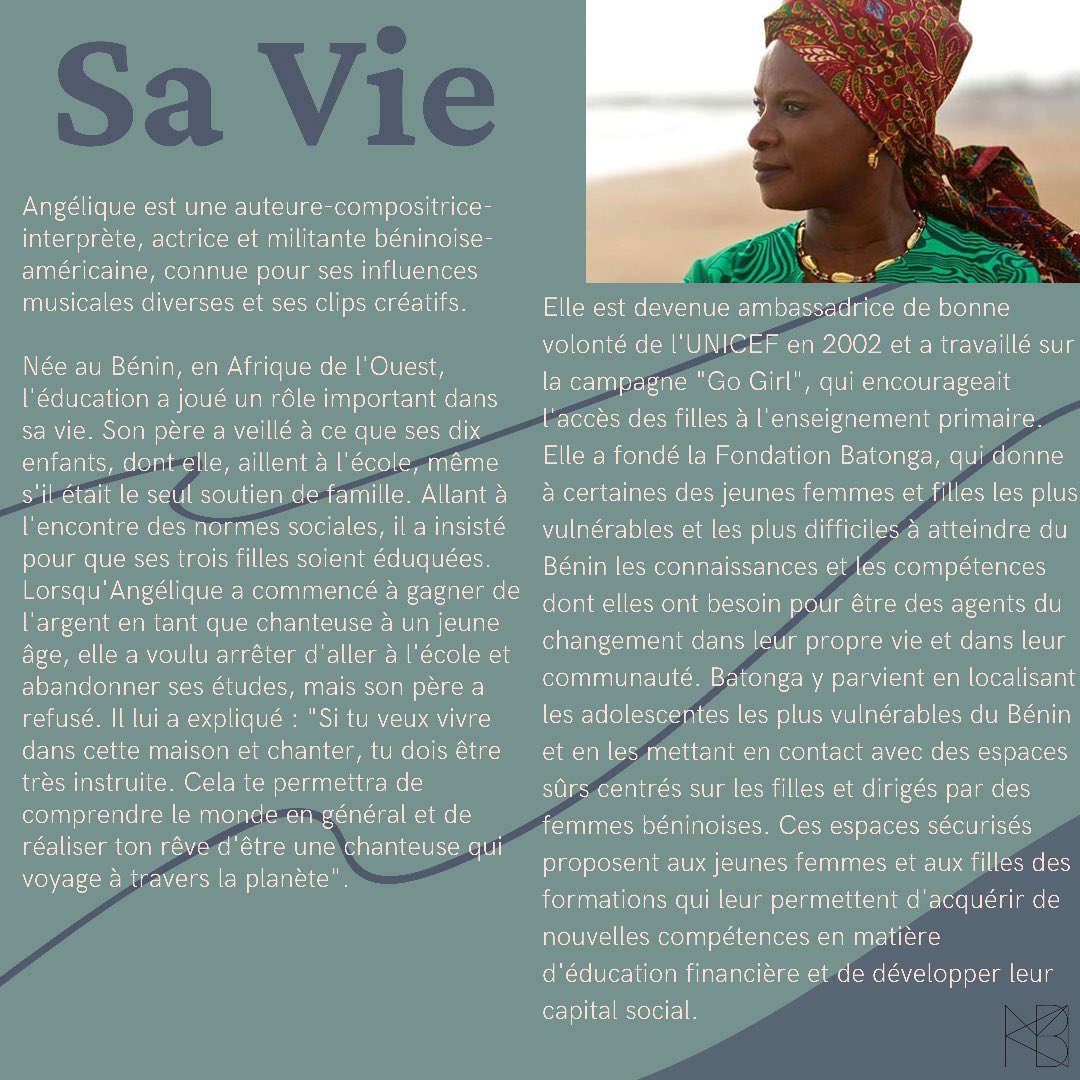 ongmbk's tweet photo. La WCW d'aujourd'hui est @angeliquekidjo. Elle est une vraie superstar ! Elle est à la fois chanteuse et activiste. Elle a fondé @batongafoundation une organisation pour l'égalité d'accès à l'éducation secondaire pour les filles au Bénin. Découvrez-la ! https://t.co/NjoTo1rJM2
