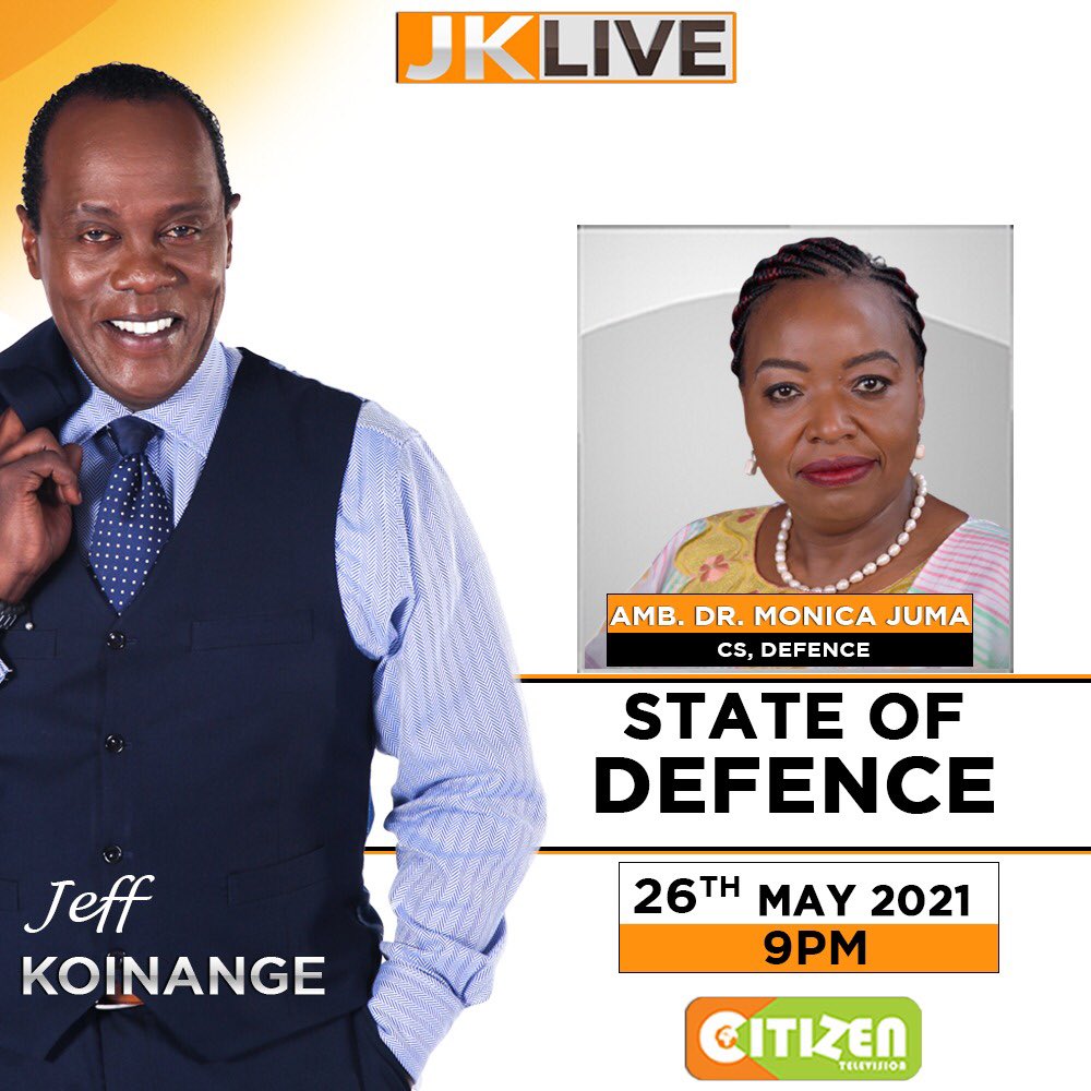 SokoAnalyst's tweet photo. Wondering what direction is the @kdfinfo taking in terms of National Development vis a vis their role, then join the esteemed @CSDefence_Kenya on #JKLive as she expounds on #15DaysOfDelivery with @KoinangeJeff on @citizentvkenya https://t.co/hHz3NGM8x6
