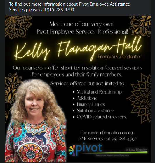pivot2health's tweet photo. Say hello to Kelly our Program Coordinator! Pivot Employee Assistance Program available for contracted companies, for more information on our EAP services contact https://t.co/sXp6T7f8ED https://t.co/9GmUDrsuUA