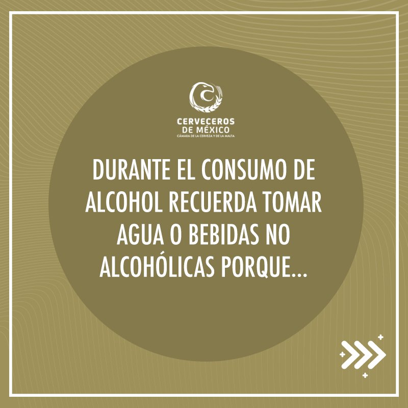 CervecerosdeMex's tweet photo. 💧🍻Durante tu consumo, toma agua, así ayudarás a tu cuerpo a procesar mejor el alcohol. 💧🍻 ¡Consume con responsabilidad! 

#ConsumoResponsable. https://t.co/roEmoc7YaB