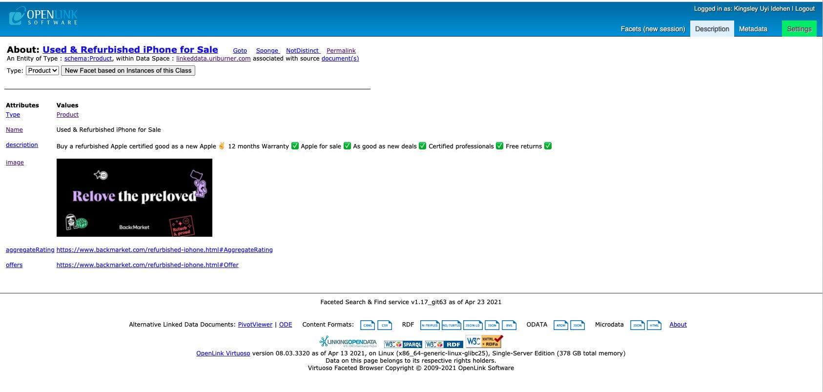 Kingsley Uyi Idehen on Twitter "datasniff reveals backmarket also