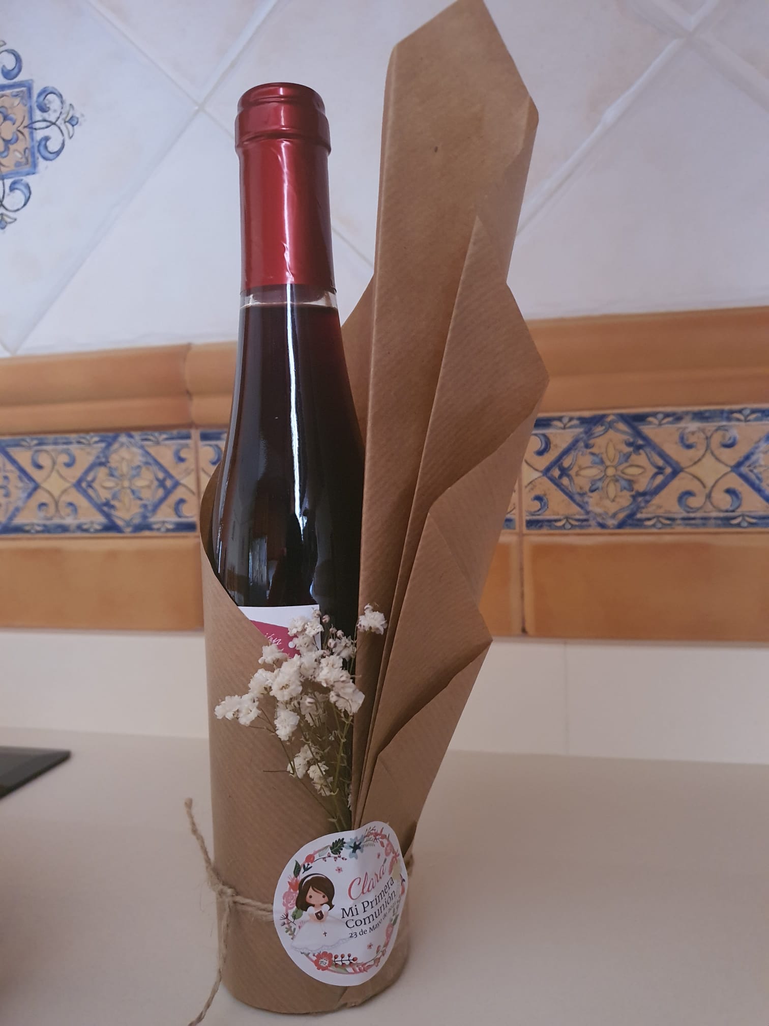 Botella de Vino de comunión con foto