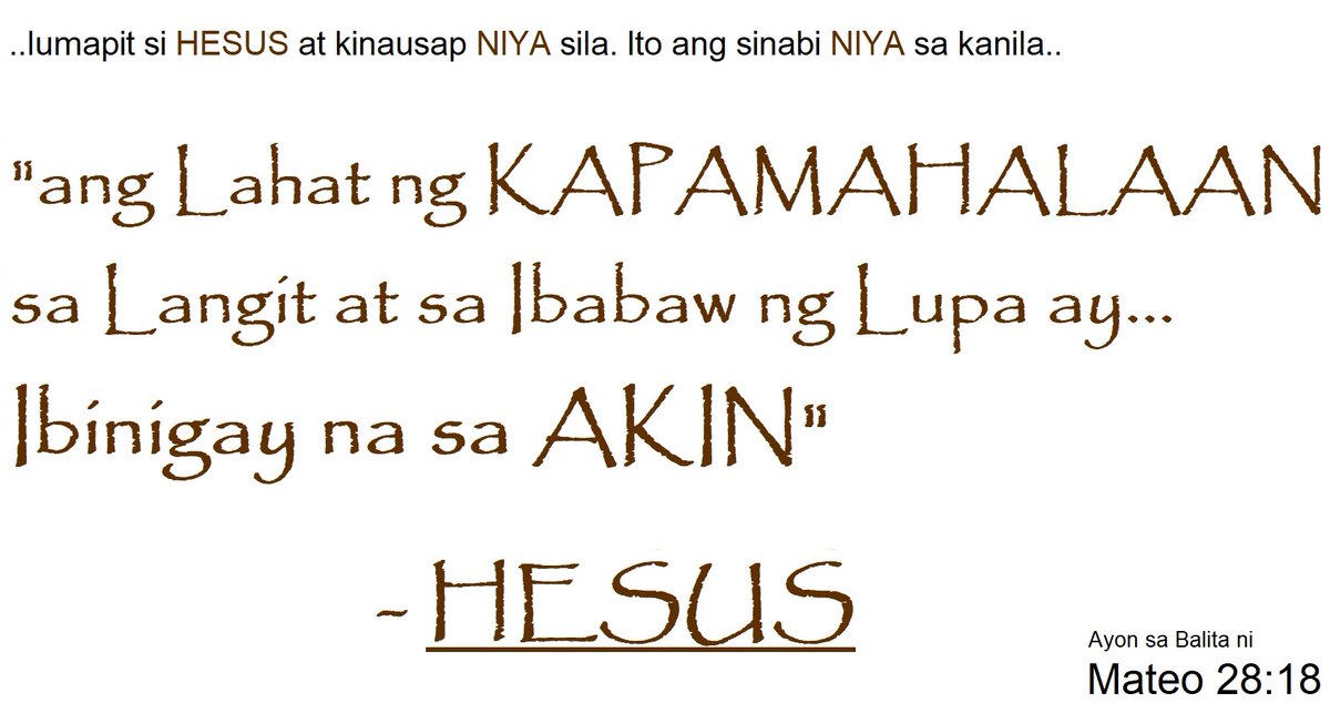 ramonbayron's tweet photo. ..Gawin ninyong Alagad KO Ang Mga Tao sa Lahat ng Mga Bansa. Bautismuhan ninyo sila sa Pangalan ng AMA, at ng ANAK, at ng ESPIRITU SANTO 

Turuan ninyo silang sumunod sa lahat ng Iniutos KO sa inyo. Tandaan ninyo; AKO AY KASAMA NINYO.. HANGGANG SA KATAPUSAN NG PANAHON..”

- HESUS https://t.co/Y8nYcWhijn