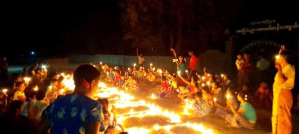 Candle light strike of Monywa in defiance of military dictatorship. #WhatsHappeningInMyanmar  #AuspiceRefugees  #May26Coup