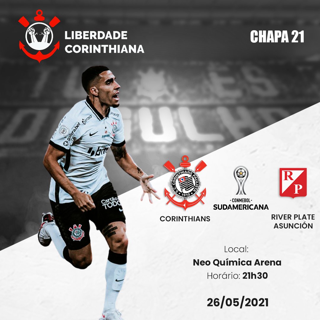 libcorinthiana's tweet photo. JÁ ELIMINADO PELA SUL-AMERICANA, HOJE, O CORINTHIANS CUMPRE TABELA E RECEBE O PARAGUAIO RIVER PLATE, NA NEO QUÍMICA ARENA ÀS 21H30.
VAMOS DAR FORÇA PARA O NOSSO TIMÃO!
#boratimao #vaicorinthians #diadejogo #copasulamericana https://t.co/f2ITV011m1