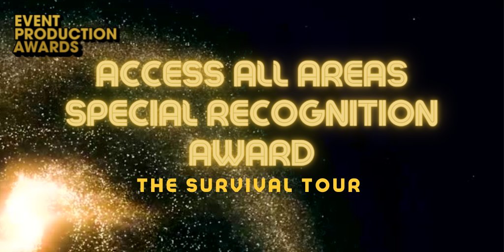 WINNER ANNOUNCED: Congratulations to 
<a href="/TheSurvivalTour/">The Survival Tour</a> for winning this years <a href="/Access_AA/">Access All Areas</a> Special Recognition Award!

#EPS21 #EPA #Awardsevent #Events #eventsindustry #celebration