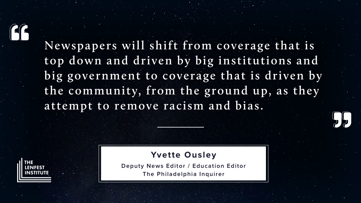 lenfestinst's tweet image. As a newsroom leader, @YvetteOusley wants to diversify, transform, and grow the @PhillyInquirer newsroom and its coverage lenfestinstitute.org/diverse-growin…