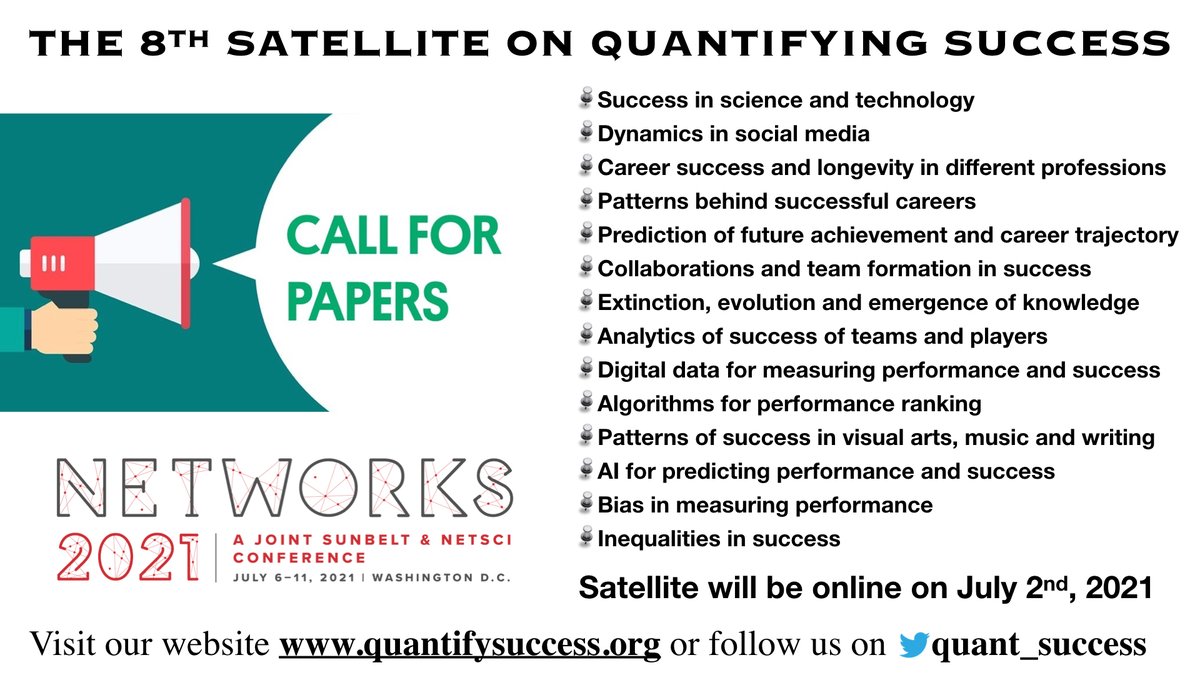 quant_success's tweet photo. Getting ready for @Networks2021 !!!

Sign the date, this year @quant_success will be held online on July 2nd!

Submit your abstract now at https://t.co/QgWWIAqg1r (deadline on June 19th) https://t.co/uafFbAceAG