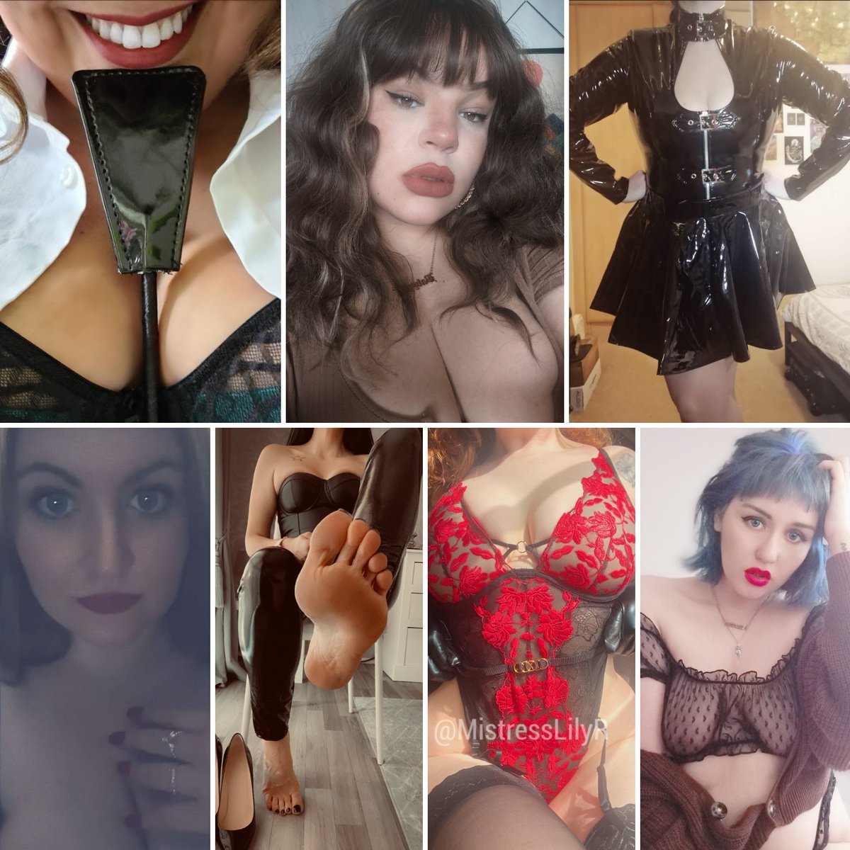 Follow and bow down to these amazing Superiors!

@MissVilXx 
@thehoneydeity 
@goddess_abbi 
@lilithfindom 
@MistressLilyR 
@sofiafirstxo 
@sweetbutsadist 

Follow them all and match these photos with their profile.