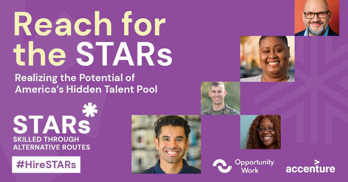 OpptyatWork's tweet image. A5: (1/3) @OpptyatWork has provided research to help employers see and recognize skills that STARs bring to the table. See our landmark research on 70+ million STARs here: 

opportunityatwork.org/reach-stars-re… 

#FundWorkforceEquity