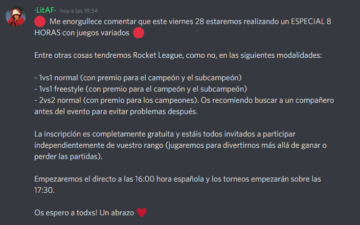 litaf258's tweet photo. Os dejo un poco más de información sobre el especial de este viernes ❤

#rocketLeague #twitch #twitchstreamer https://t.co/Ffd6IVCzxq