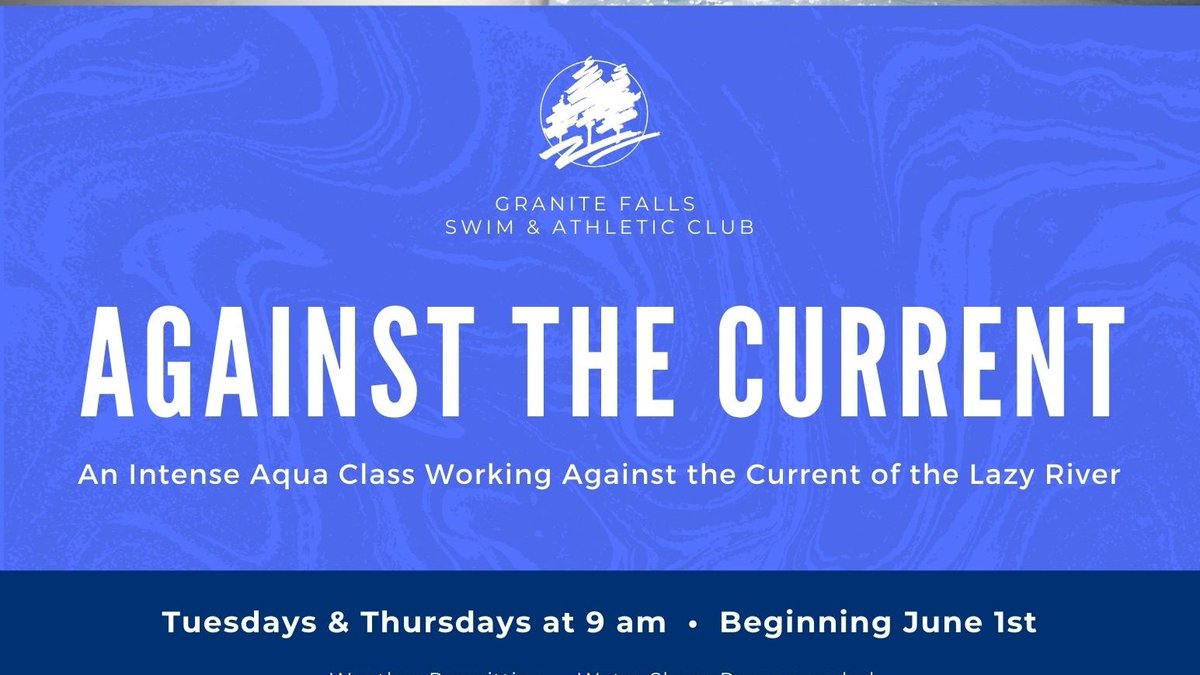 Against the Current Starts June 1st

Back by popular demand everyone's favorite aqua class Against the Current returns!  We meet down by the river. Tuesdays and Thursdays at 9 am.

This class is free for members. No signup required. Aqua shoes recommended. Weather permitting.