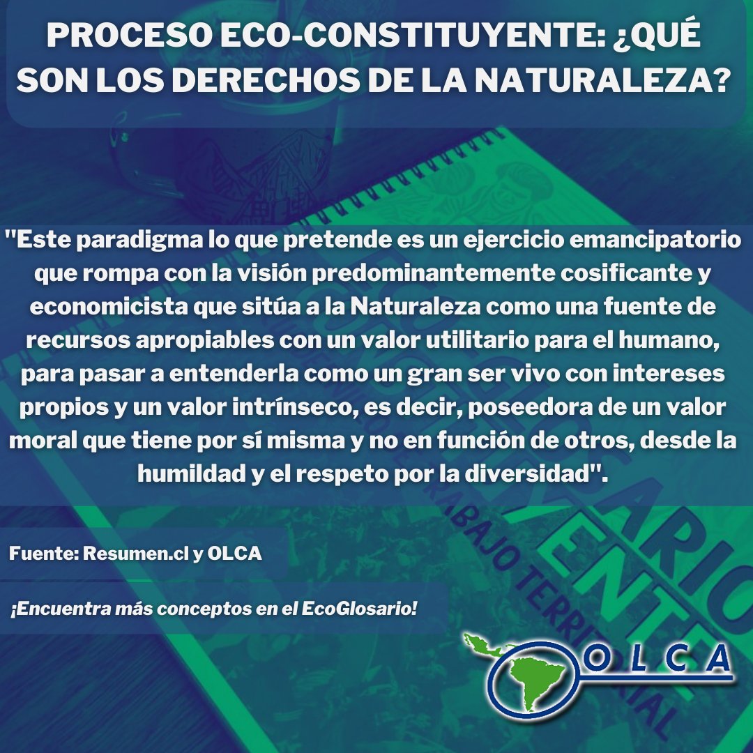 #EcoConstitución| Parte del cuadernillo Eco-Glosario Constituyente. A continuación compartimos la definición del concepto derechos de la naturaleza que se encuentra en este texto abocado al proceso constituyente.
-
Profundiza en este concepto acá: bit.ly/3fokoIZ