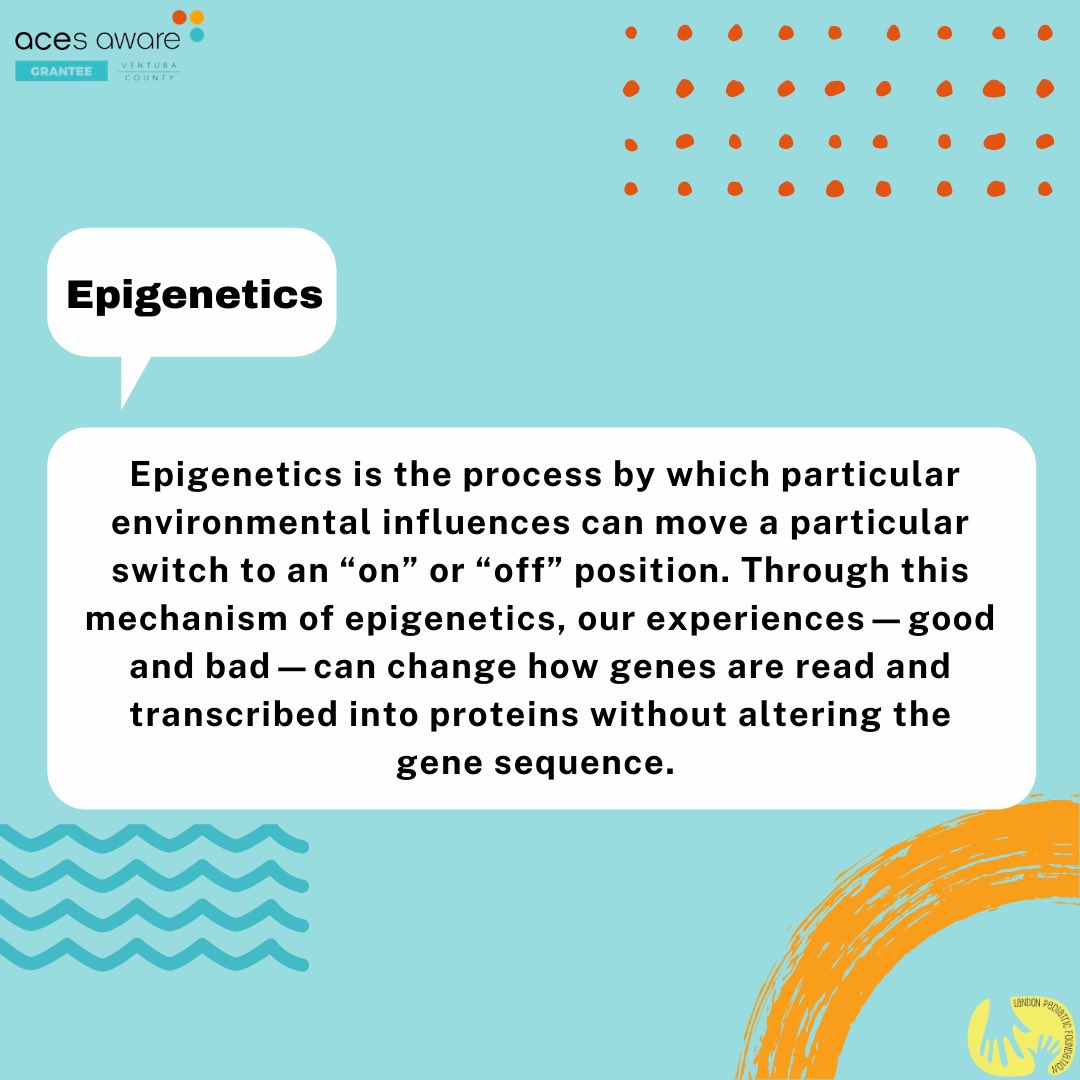 ACEsAwareVC's tweet photo. Did you know? Exposure to ACEs can alter gene expression in parents to be, which can affect the development and health of their children, and future generations to come. Join in on the CA Surgeon General's bold mission to cut ACEs and toxic stress in half in one generation.
#aces https://t.co/NovLLGWtqd