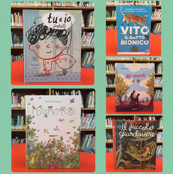Nuovi acquisti, presto disponibili in #biblioteca! 

📚Tu e io: fratelli, di Elisenda Roca

📚I dispettosi, di Emma Lidia Squillari

📚Vito il gatto bionico di Claudia Fachinetti

📚Mi ricordo di te, di Sergio Badino e Ilaria Urbinati

📚Il piccolo giardiniere, di Emily Hughes