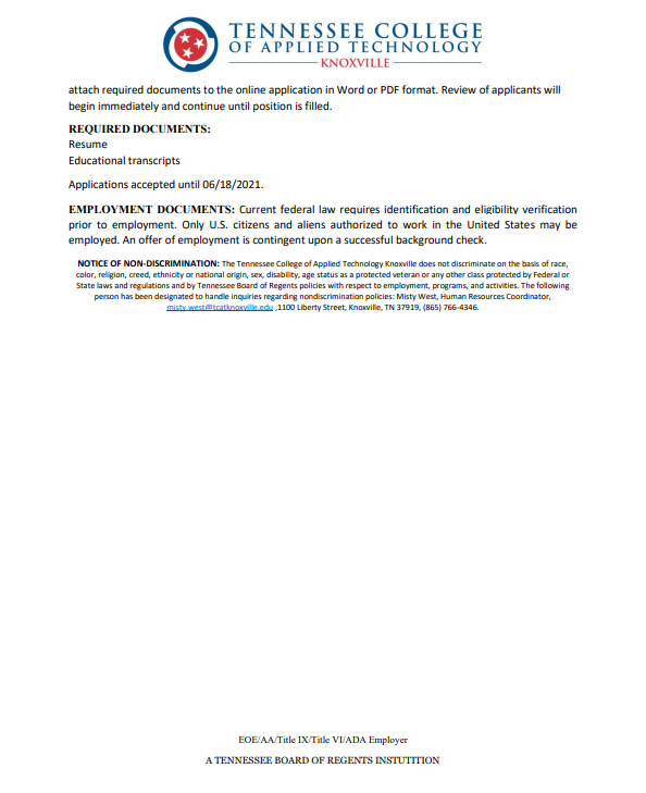 TCATOneida's tweet image. JOB OPPORTUNITY: TCAT Knoxville is looking for an Adult Education Career Counselor for our Scott County! If you are interested in this position, please click on link below and apply today! All applications must be submitted by June 10th. tbr.csod.com/ux/ats/careers…