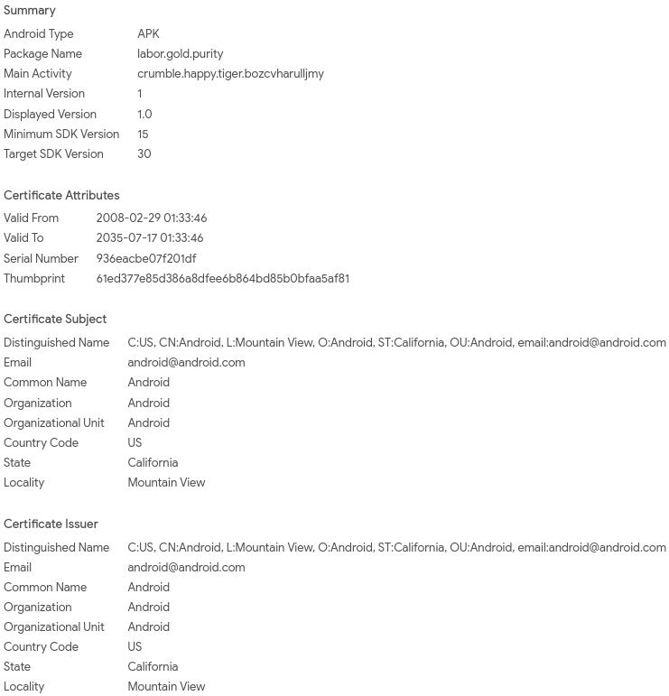 malwrhunterteam's tweet photo. "yardimla.apk": cfe8984f930cb6deecc89e2f75842bc421217e78685250473676ab911e124243
From: https://cdn.discordapp[.]com/attachments/845118638343192580/847141579378130944/yardimla.apk https://t.co/hTDFZUdxGA