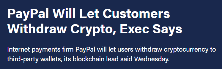 ICODrops's tweet photo. .@PayPal will let users withdraw #cryptocurrency to third-party wallets.

https://t.co/AlHyu8Jicb https://t.co/7mumdc3P3I