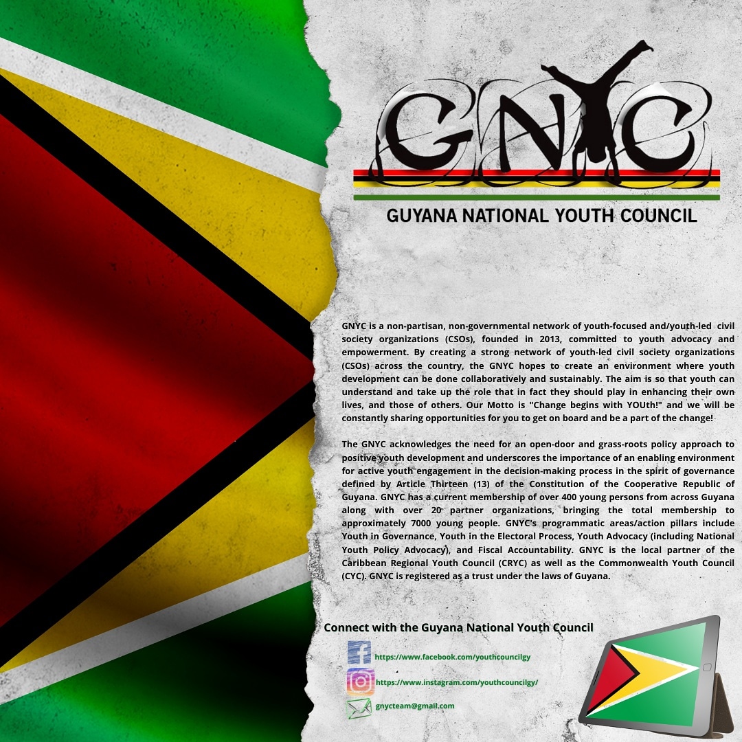 cariyouth's tweet image. 𝗖𝗥𝗬𝗖 𝗠𝗲𝗺𝗯𝗲𝗿 𝗙𝗲𝗮𝘁𝘂𝗿𝗲 : 𝗚𝘂𝘆𝗮𝗻𝗮 𝗡𝗮𝘁𝗶𝗼𝗻𝗮𝗹 𝗬𝗼𝘂𝘁𝗵 𝗖𝗼𝘂𝗻𝗰𝗶𝗹🇬🇾🇬🇾 
We 𝘬𝘪𝘤𝘬 𝘰𝘧𝘧 𝘰𝘶𝘳 𝘔𝘦𝘮𝘣𝘦𝘳 𝘍𝘦𝘢𝘵𝘶𝘳𝘦 𝘸𝘪𝘵𝘩 𝘯𝘰𝘯𝘦 𝘰𝘵𝘩𝘦𝘳 𝘵𝘩𝘢𝘯 𝘎𝘶𝘺𝘢𝘯𝘢  
#CRYC101 #memberfeature #guyananationalyouthcouncil