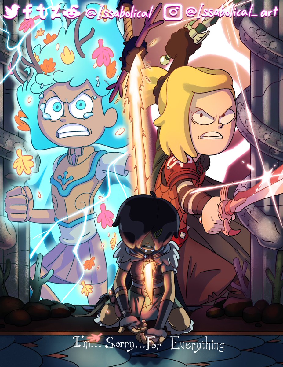 Issabolical's tweet photo. "Sorry...", Amphibia-True Colors was one heck of a finale! The Fight scenes, Twists, and Music, the feels man! The Amphibia team did an incredible job and I can't wait for Season 3! Amazing stuff @Radrappy !#Amphibia #amphibiafanart #Fanart #AnneBoonchuy #SashaWaybright #MarcyWu https://t.co/R75w0D96he