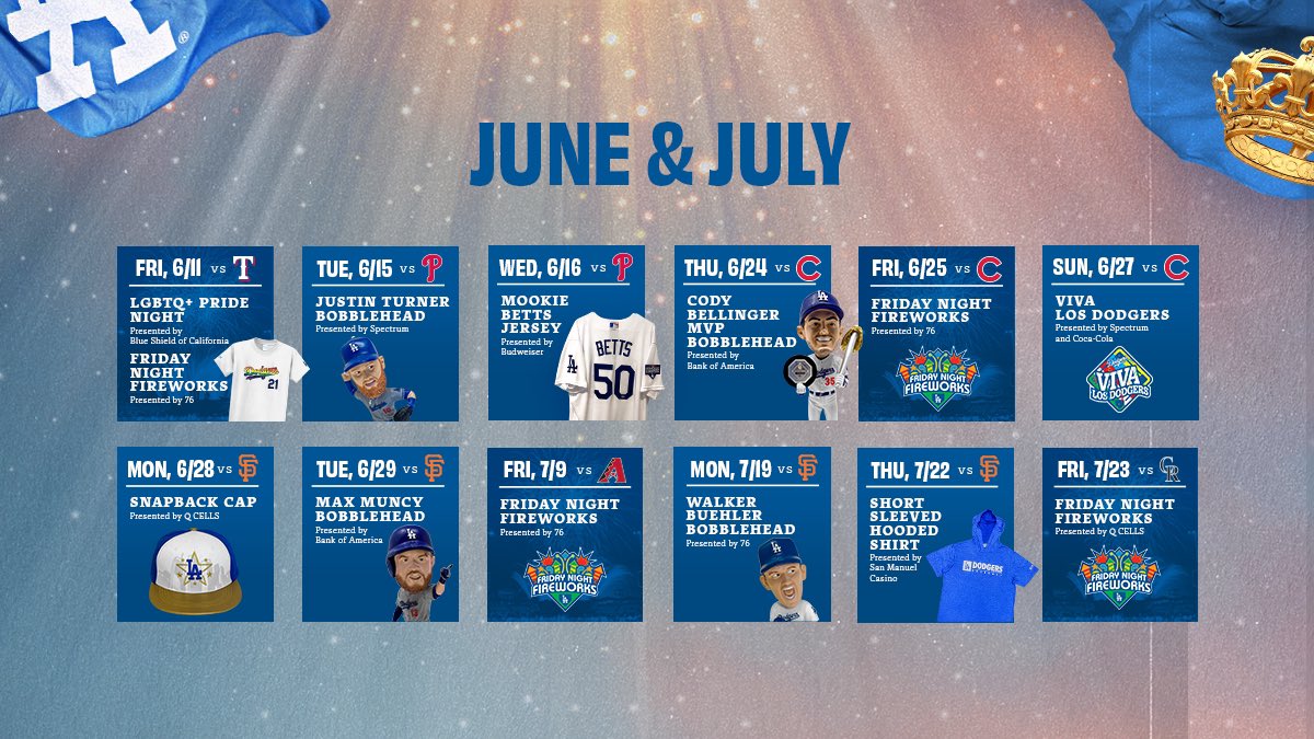 Los Angeles Dodgers on X: Full capacity and giveaways? Yes, please. Check  out all the promo items and get your tickets when they go on sale tomorrow  at 4 pm PT on
