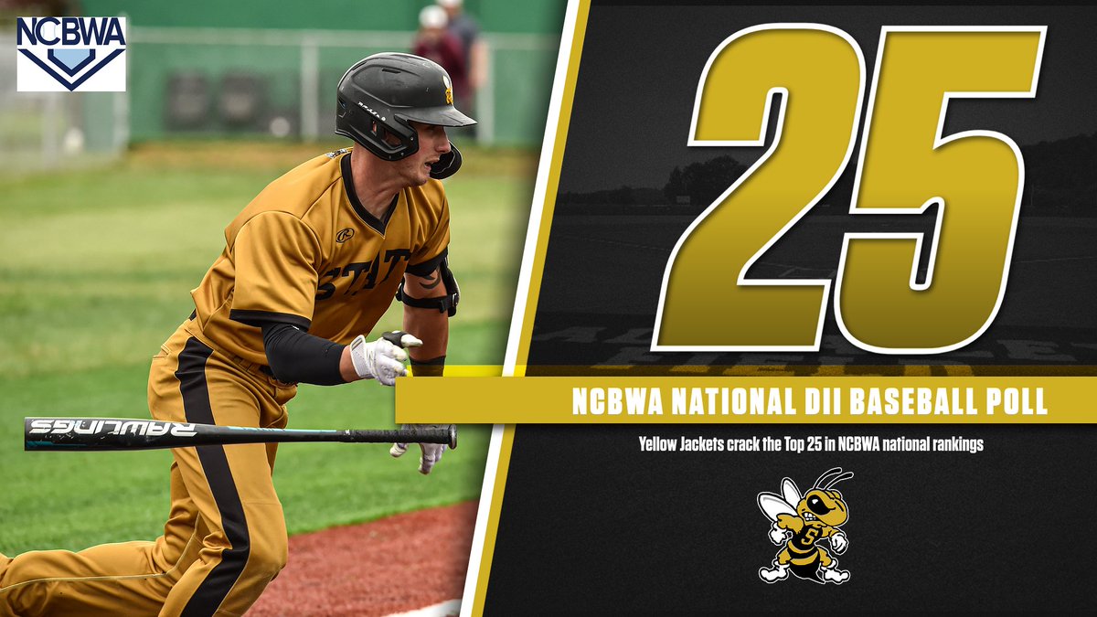 ⚾ | The Yellow Jackets cracked the Top 25 in the latest <a href="/NCBWA/">NCBWA</a> national DII baseball poll!

📃: bit.ly/3oTHEBP

<a href="/WVSU_Baseball/">WVSU Baseball</a> #GoSTATE
