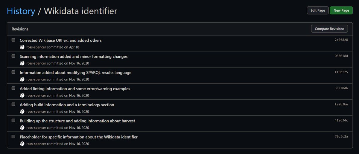 beet_keeper's tweet image. Interesting. Finally noticing the commit hash can also be used for referencing GitHub wiki pages - if you view the history of a particular page... Super useful. (For permalinking code - press &apos;Y&apos; on the source code page or use the commit hash). #GitHub #GithubWIki #digipres