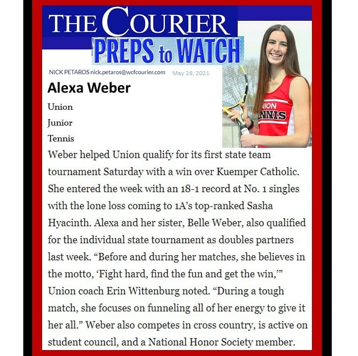 DebWeber02's tweet photo. Congrats Alexa!  So proud of you 💕 Prep to Watch this week 🎾💪 @alexaweber02 https://t.co/o7hfxL5mtV