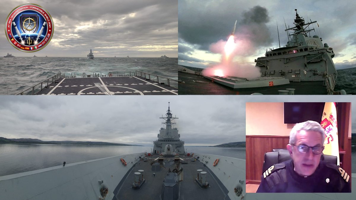 Armada_esp's tweet image. El Comandante de la fragata #CristóbalColón realiza una videoconferencia con medios de comunicación para explicar la participación del buque en #AtSeaDemonstration/#FormidableShield 2021 en beneficio de #España 🇪🇸 y los aliados de la #OTAN.

#WeAreNato ⚓️ #StrongerTogether