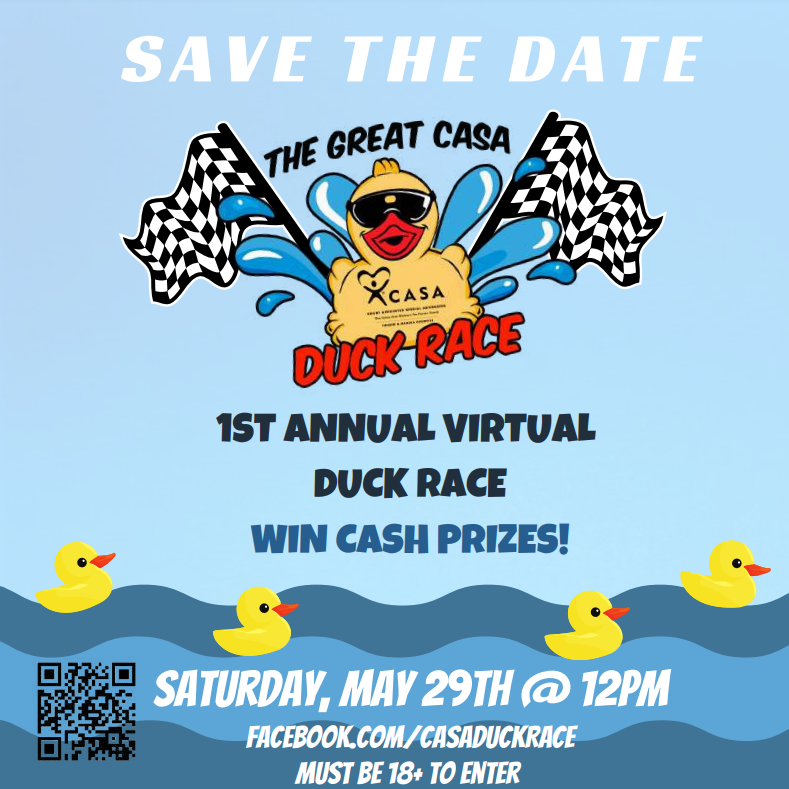 CASA of Fresno and Madera Counties Will Be Hosting Their First Ever Virtual Great CASA Duck Race at 12pm On May 29th! <a href="/CASAfrsnomdra/">CASA of Fresno and Madera Counties</a>

View the Duck Race Website: qoo.ly/3cdu6u

Visit the Sales Team Link: qoo.ly/3cdu6uteams