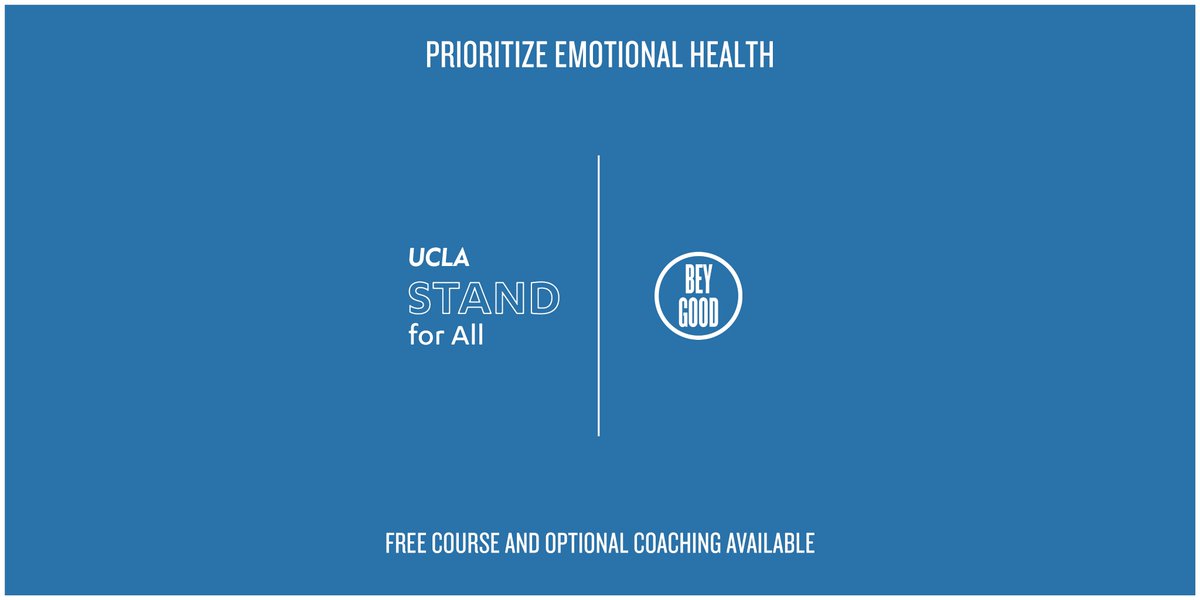 .<a href="/UCLA/">UCLA</a> STAND for All course and coaching program on emotional health is now available to all. You can sign up at bit.ly/UCLA-S4All-Int….  

#STANDforAll
#MentalHealthAwarenessMonth 
#BeyGOOD