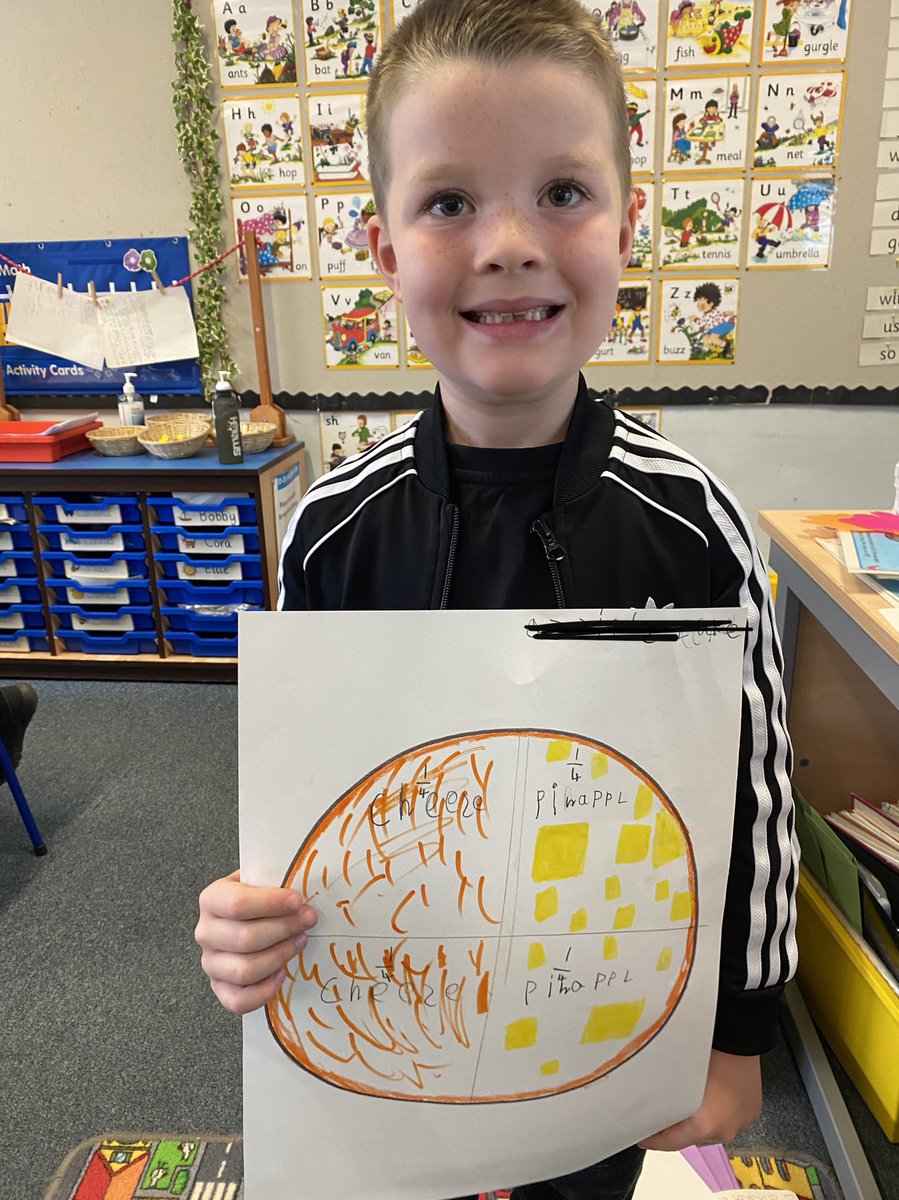 misspageLVPS's tweet photo. To extend our knowledge of halves and quarters, we then designed our own pizzas. We canβt wait to make them for real tomorrow! πππ #fractionsinaction #LVPSMATHS @FVWLricNumerac1 https://t.co/ykbTH1rPDM