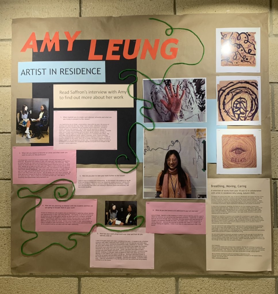 Wonderful finally share the work created with artist in residence Amy Leung. After such a tumultuous year it is important to realise how integral these collaborations are to our curriculum. #artistinresidence #breathing #moving #caring #creativeexplorations