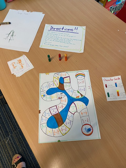 GreensboroDay's tweet image. Fifth Graders created board games, focusing on math concepts that they learned this year. They designed the game, developed the rules, questions, and directions. #gdsbengals #constructivecontributors