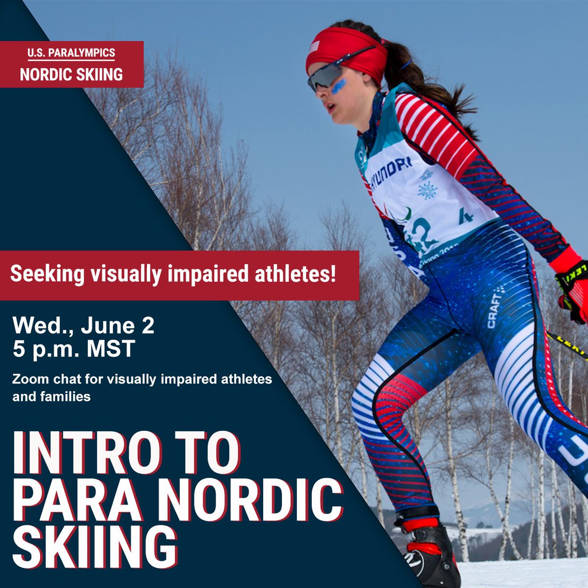Calling all visually impaired athletes! Are you interested in Para Nordic skiing? Join us for an introductory Zoom conversation for VI athletes of all ages! Please email us at uspnordic@gmail.com if you would like to join the call, and we will follow up with a link.