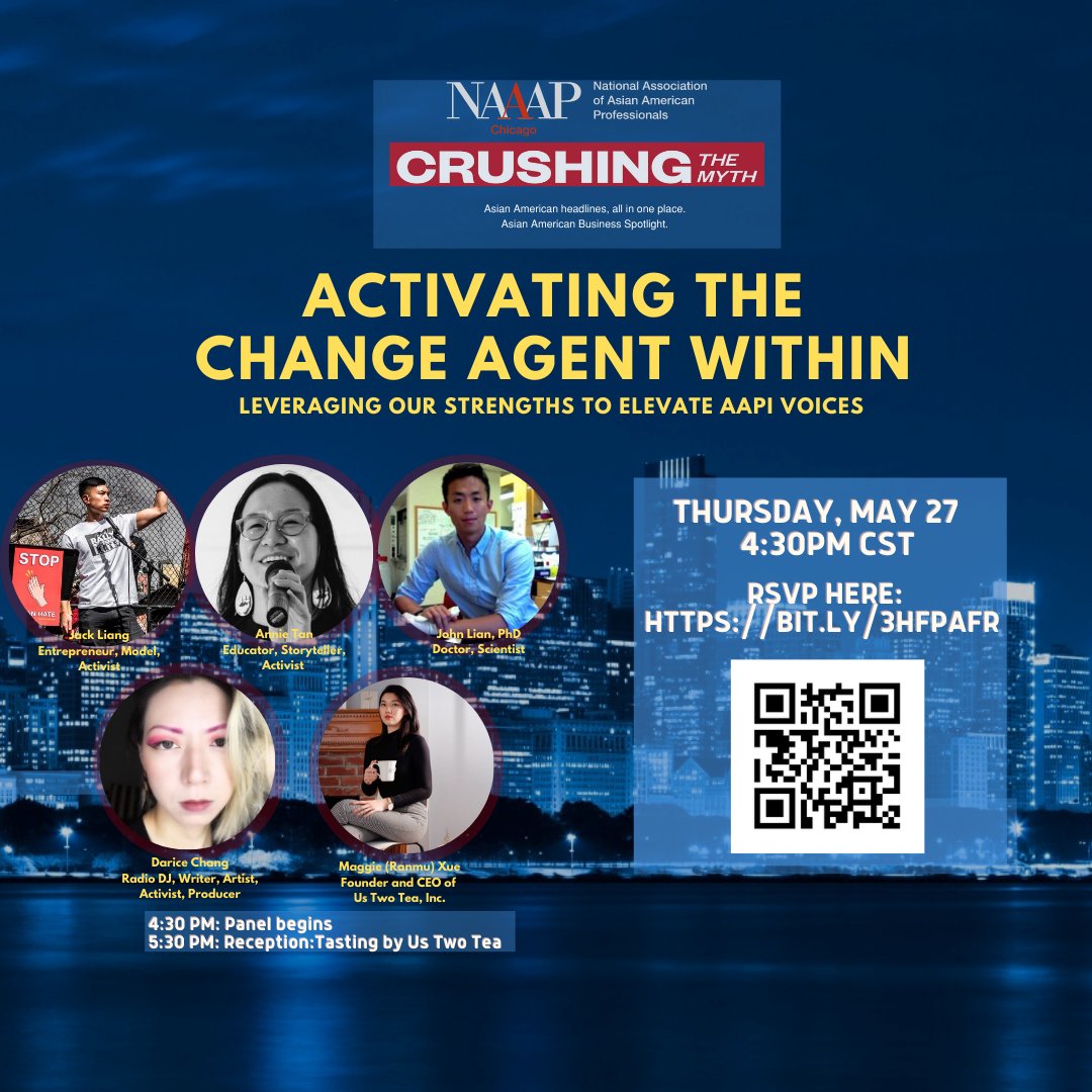 One day left until this insightful discussion on how to activate the change agent within, featuring Crushing the Myth contributors Jack Lang, Annie Tan, and John Lian.